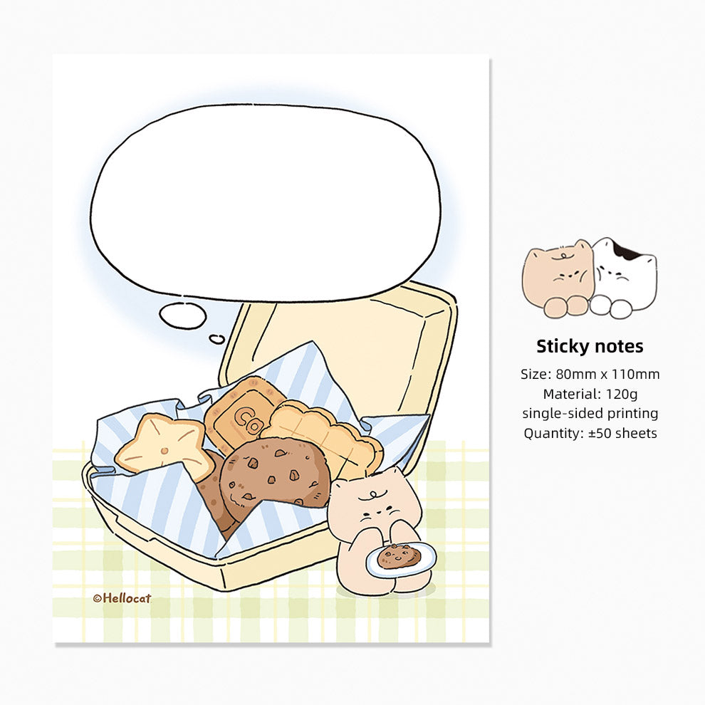 Hello Cat Cookie Memo Note Pad by LuLuFun Studio - 50 Sheet Pack