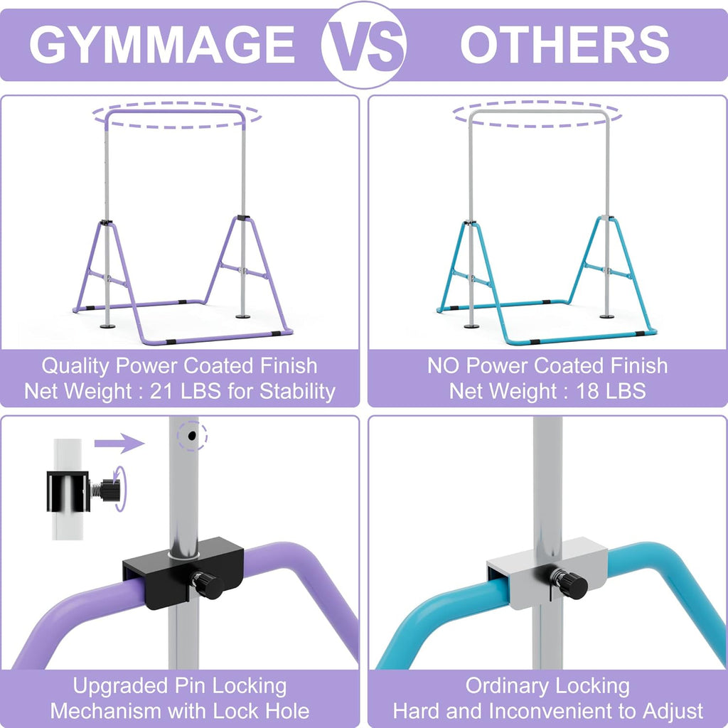 GYMMAGE Junior Kip Bar – Adjustable Gymnastics Training Bar for Kids