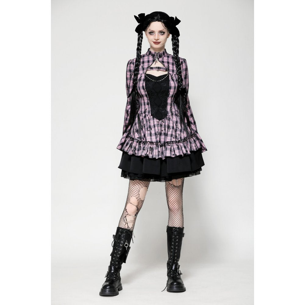 Dark in Love Ellery Pink Butterfly Dress with Bell Sleeves