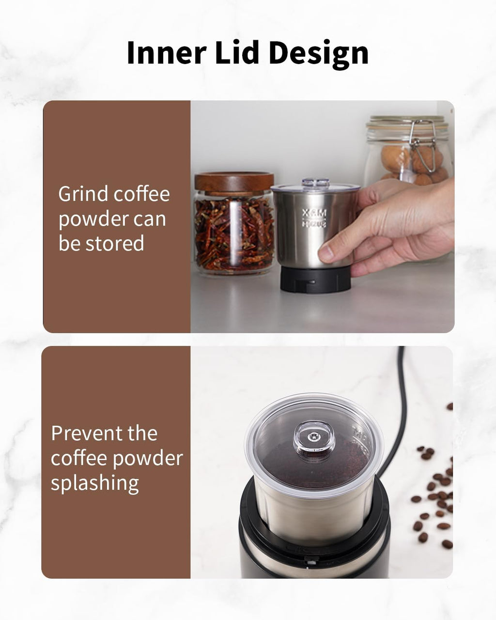 SHARDOR Electric Coffee Grinder - 75g Removable Stainless Steel Bowl