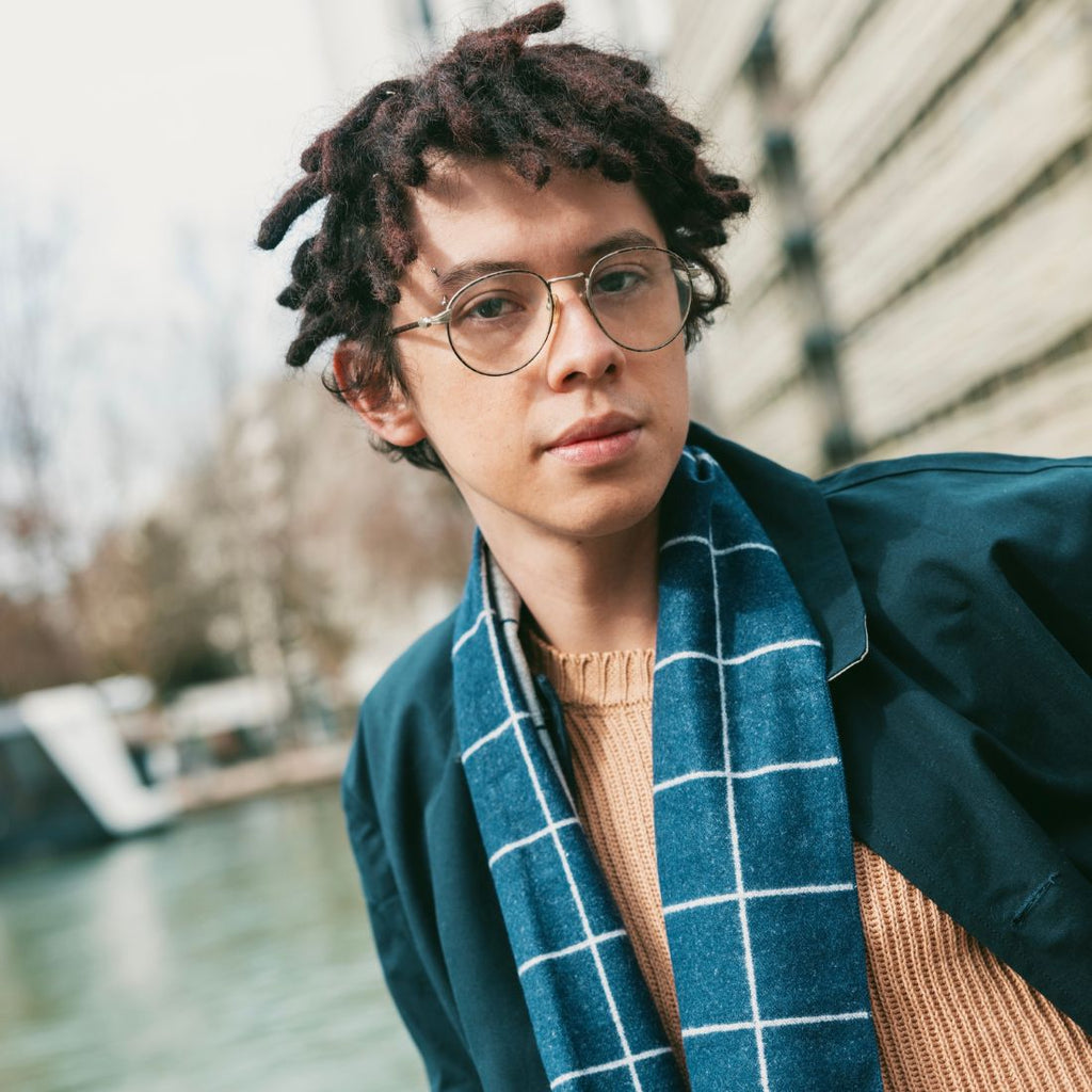 Swole Panda Blue Check Bamboo Scarf – Sustainable & Breathable Neckwear