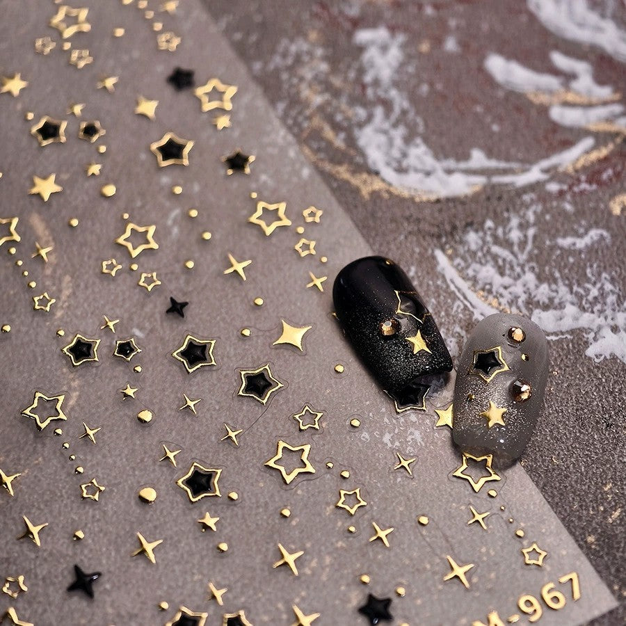 LuLuFun Studio Gold Star Nail Deco Stickers - Ultra-Thin DIY Nail Art