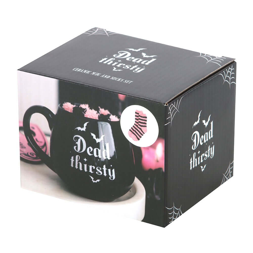 Kate's Clothing Dead Thirsty Mug and Socks Set – Pink Gothic Ceramic