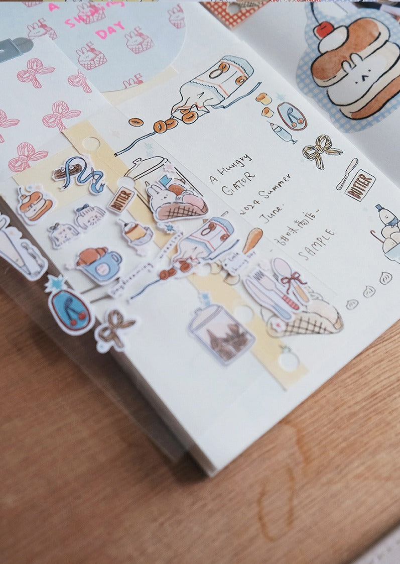 A Gator Life Cream Bunny Journaling Material Pack - 20pc Stationery Kit