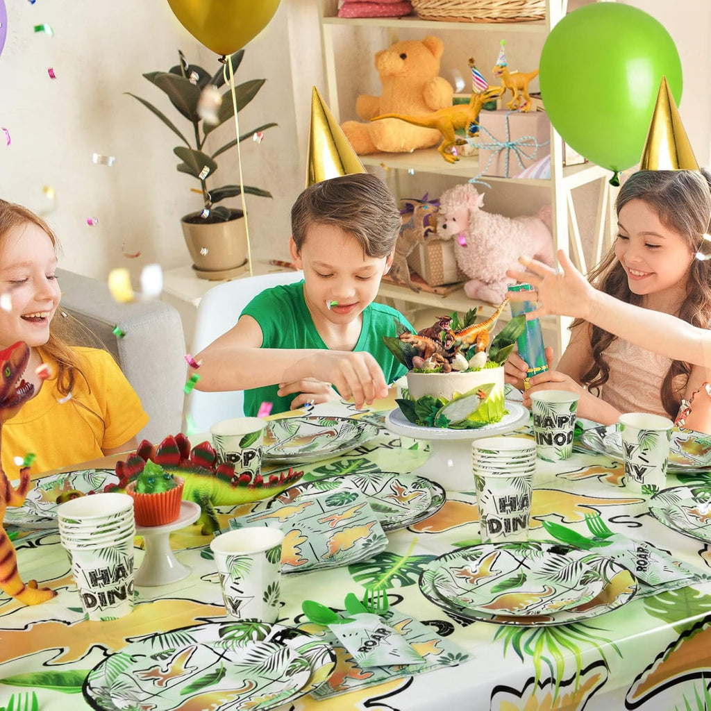 Massive Discounts Gold Dinosaur Party Tableware Set - 16 Guests 64pc