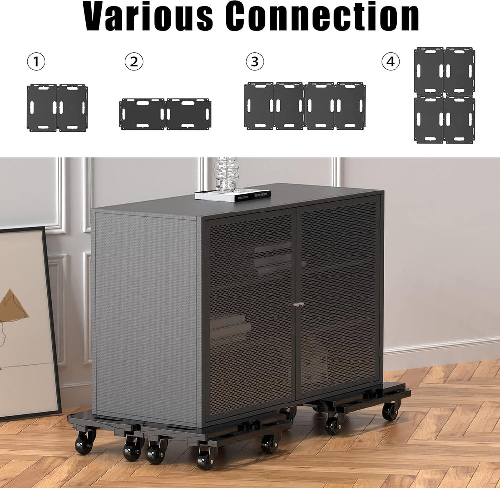 SOLEJAZZ Heavy Duty Mobile Dolly | 440lbs Connectable Trolley, 4-Pack