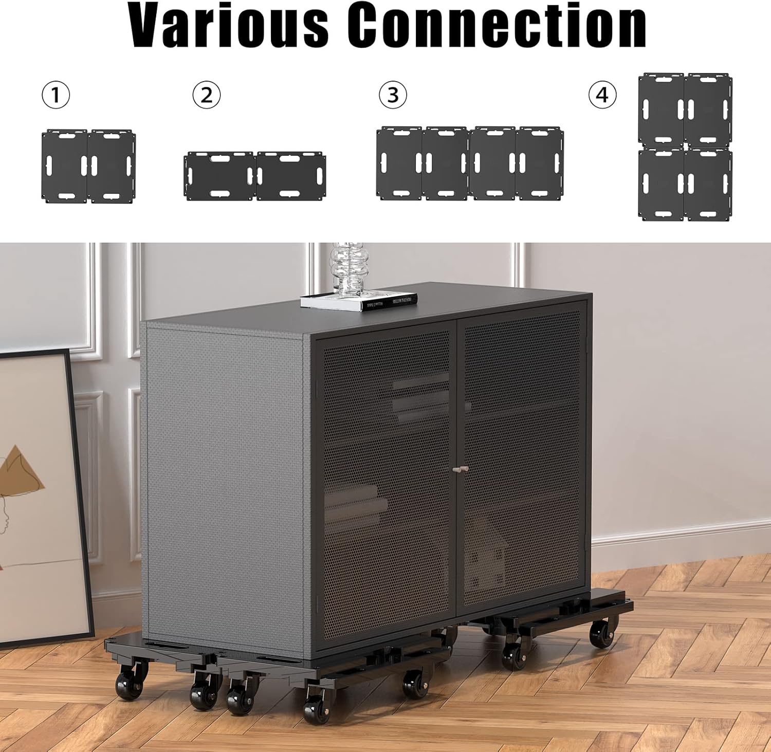 SOLEJAZZ Heavy Duty Mobile Dolly | 440lbs Connectable Trolley, 4-Pack