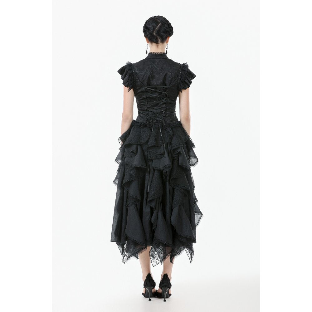 Dark in Love Seraphine Black Lace Shoulder Goth Top | Victorian Style
