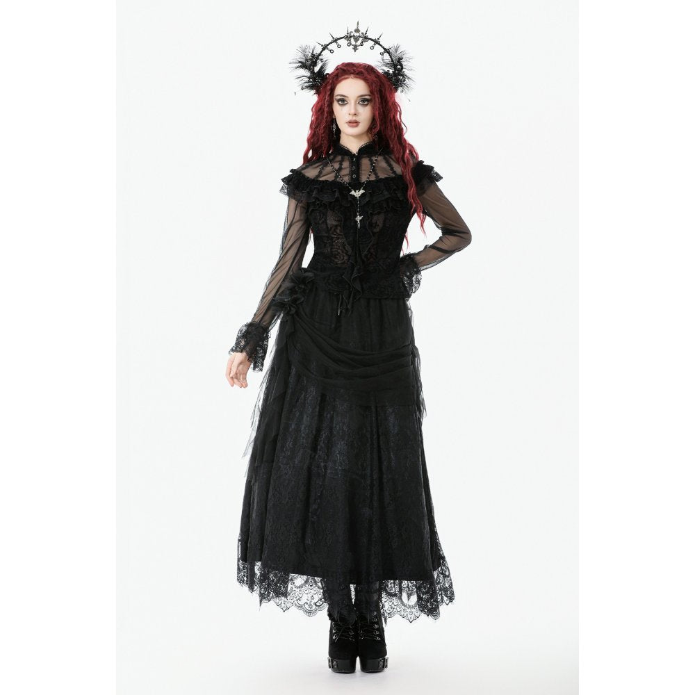 Dark in Love Seraphina Gothic Blouse – Victorian Ruffle Sheer Top
