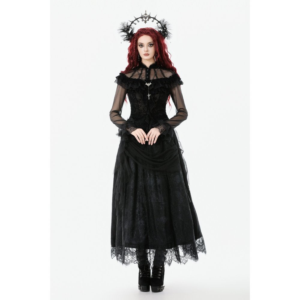 Dark in Love Seraphina Gothic Blouse – Victorian Ruffle Sheer Top