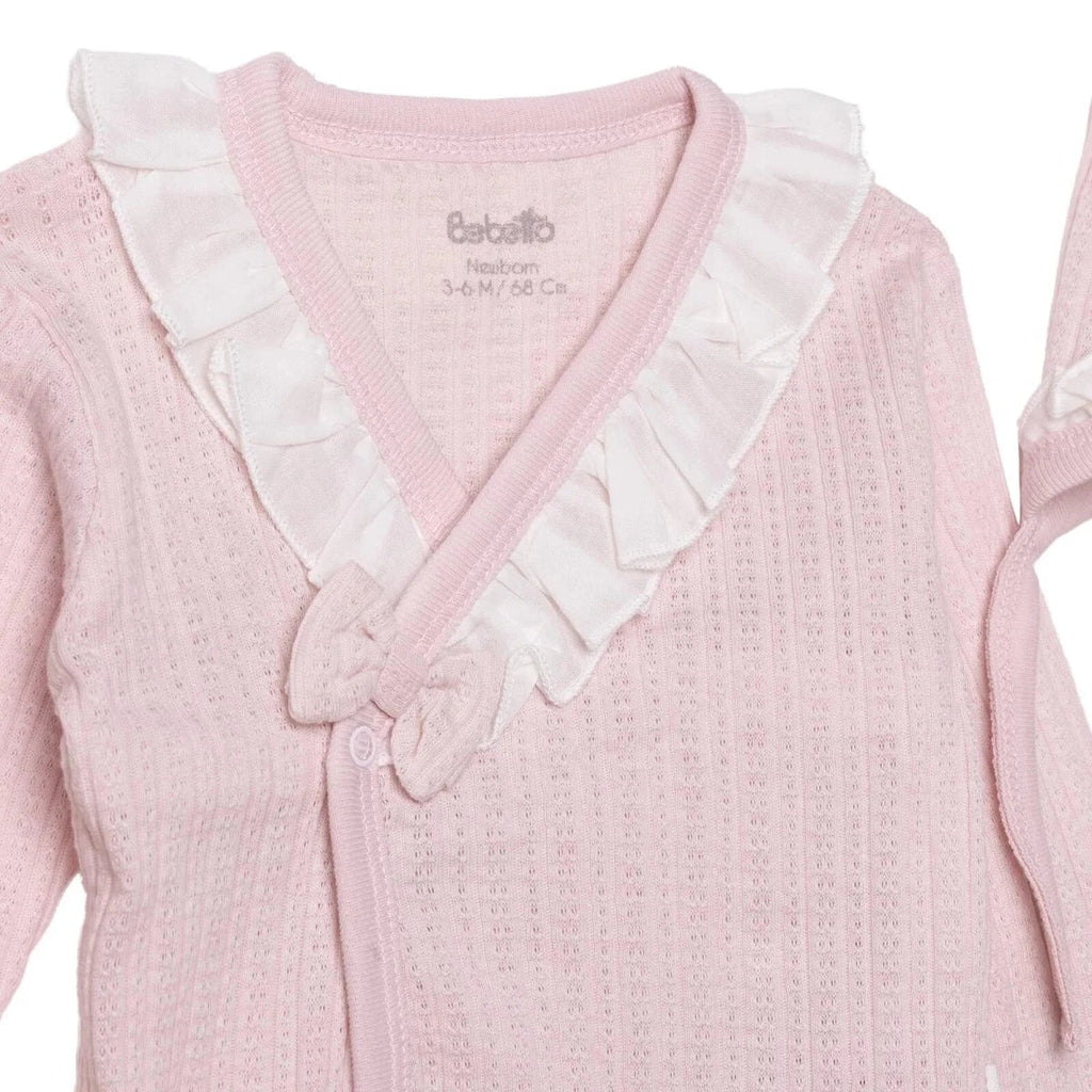 Bebetto Girls Vest Hat & Footed Bottom Set Long - Pink
