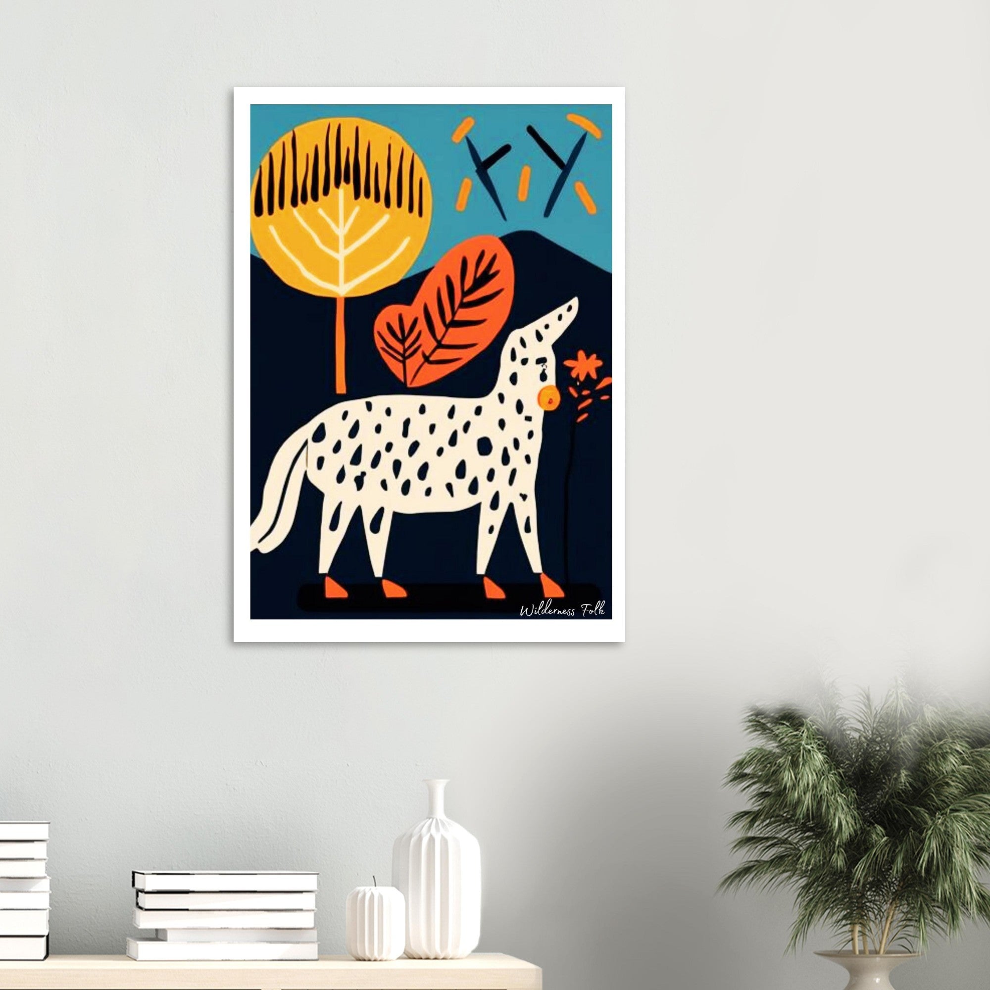 Stylish Folk Art Poster - Modern Animal Illustration - Scandinavian Wall Décor