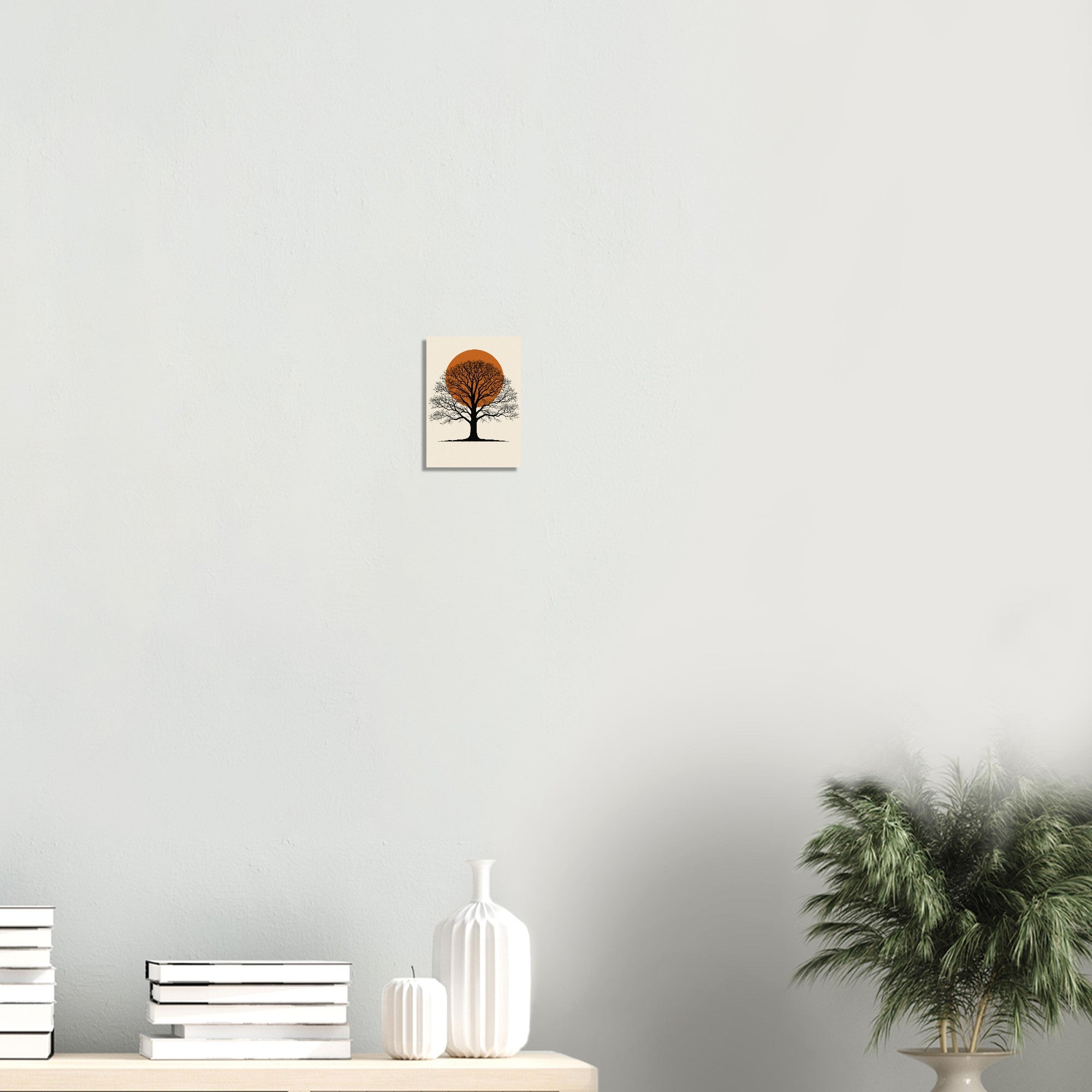 Oak Tree Sunset Wall Art – Minimalist Botanical Print, Earth Tone Nature Decor