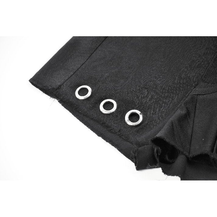 Dark in Love Gwen Black Pleated Garter Shorts – High-Waisted Goth