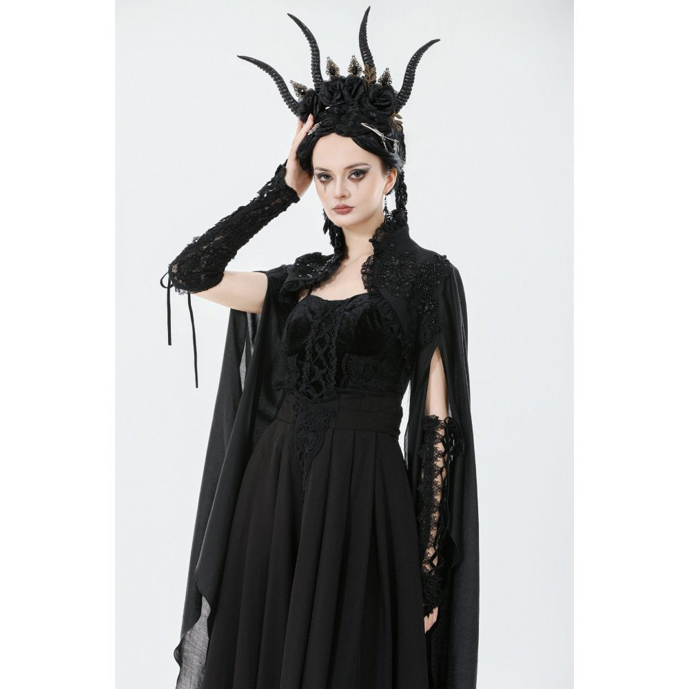 Dark in Love Erzsébet Gothic Lace Cape Shrug – Black Victorian Capelet
