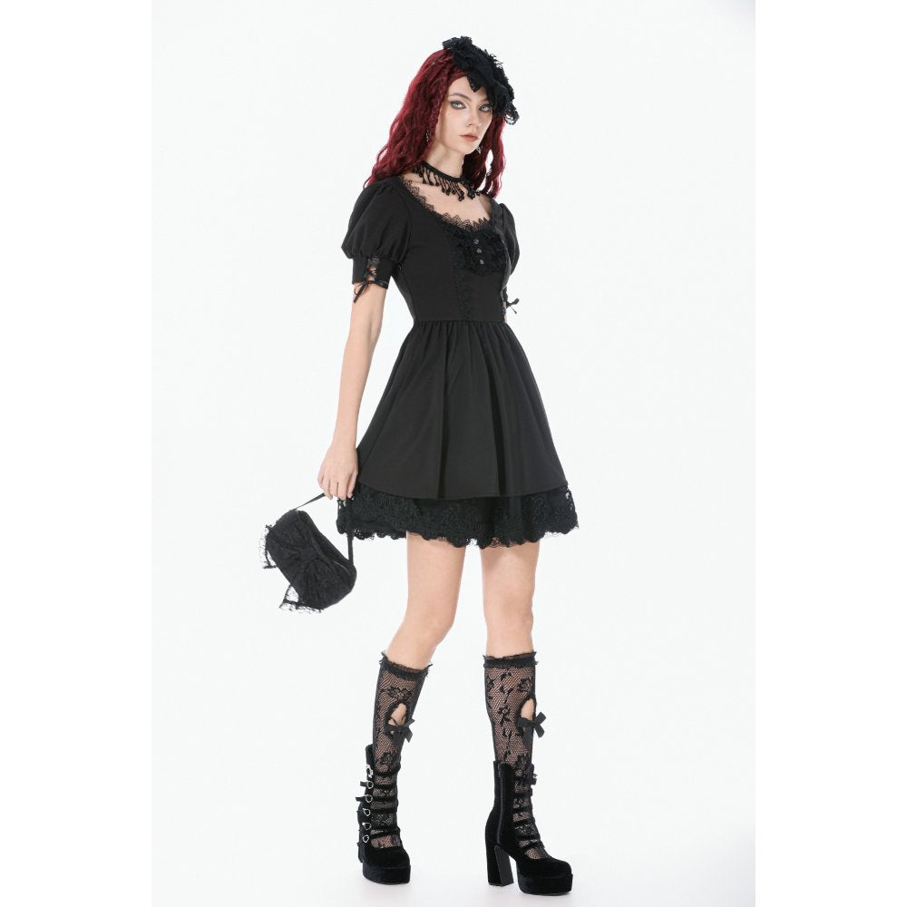 Dark In Love Victoria Mini Handbag – Black Lace & Satin Goth Bag
