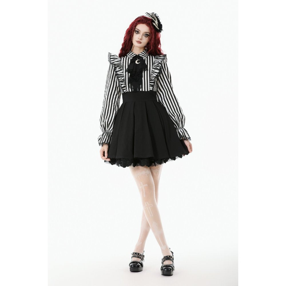 Dark in Love Striped Ruffle Gothic Lolita Dress – Black and White
