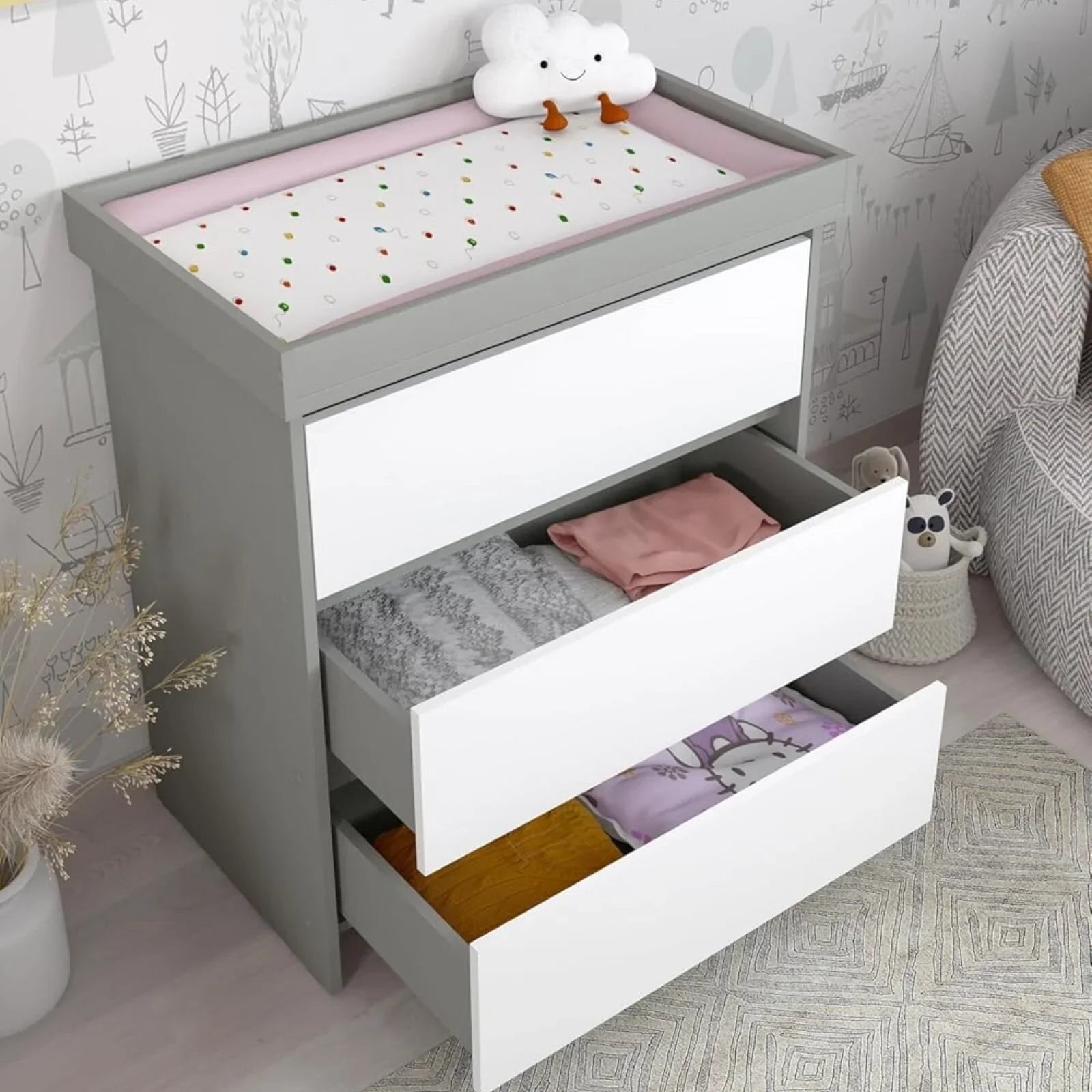 Shefa Kids 880 Baby Changing Unit - Grey/White