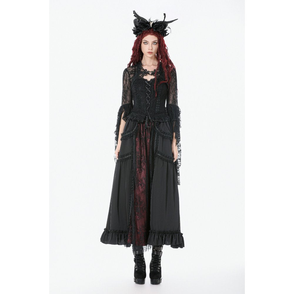 Dark In Love Lilith Gothic 3D Lace Bell Sleeve Cape – Floral Shrug