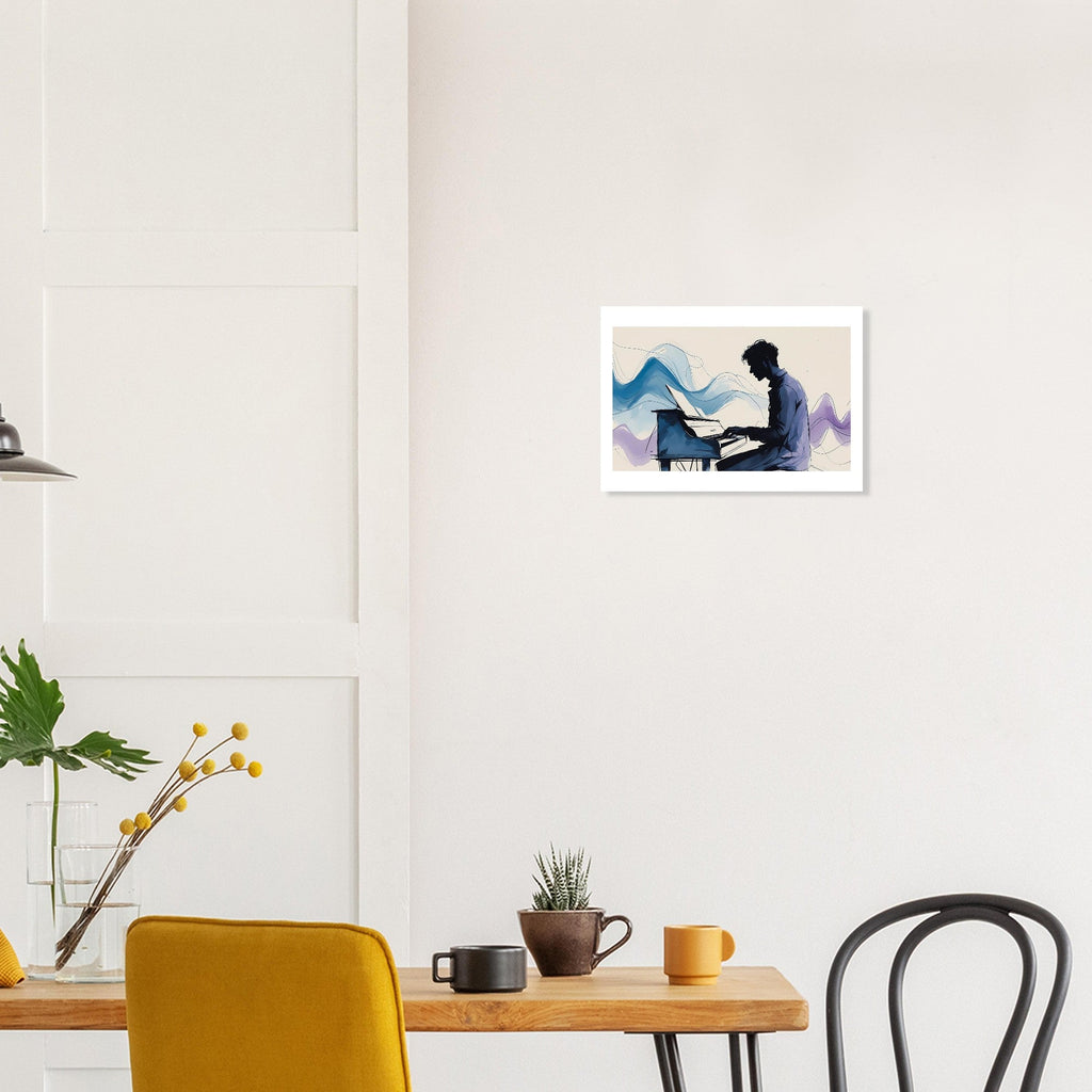 Elegant Piano Player Wall Art - Flowing Abstract Music Poster