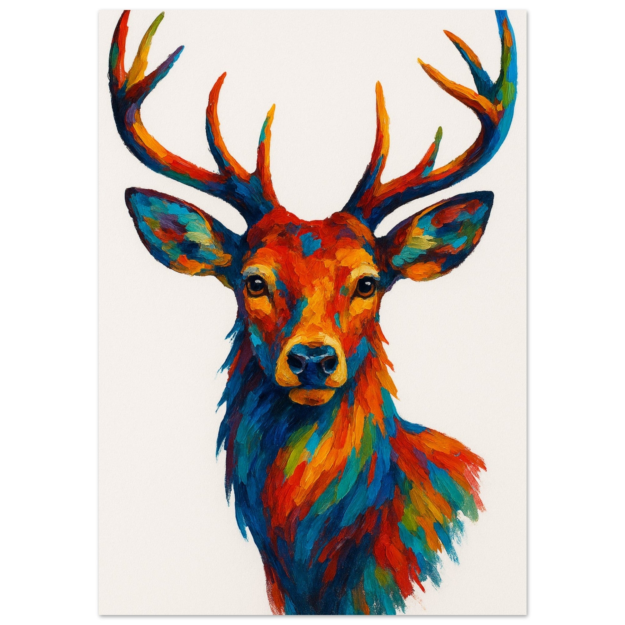 Majestic Stag Portrait Poster - Modern Deer Wall Art - Wildlife Decor