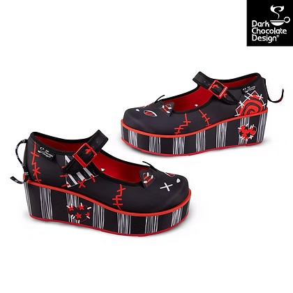 Hot Chocolate Design Riot Kitty Platforms – Gothic Cat Ear Mary Janes