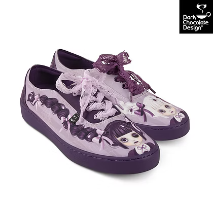 Hot Chocolate Design Nocturna Sisters Gothic Dollface Lace-Up Sneakers