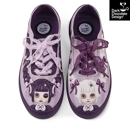 Hot Chocolate Design Nocturna Sisters Gothic Dollface Lace-Up Sneakers