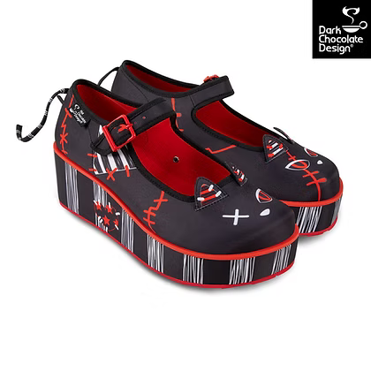 Hot Chocolate Design Riot Kitty Platforms – Gothic Cat Ear Mary Janes
