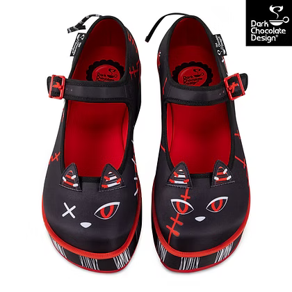 Hot Chocolate Design Riot Kitty Platforms – Gothic Cat Ear Mary Janes
