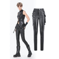Dark in Love Punk Leather-Look Strap Detail Trousers | High-Waisted