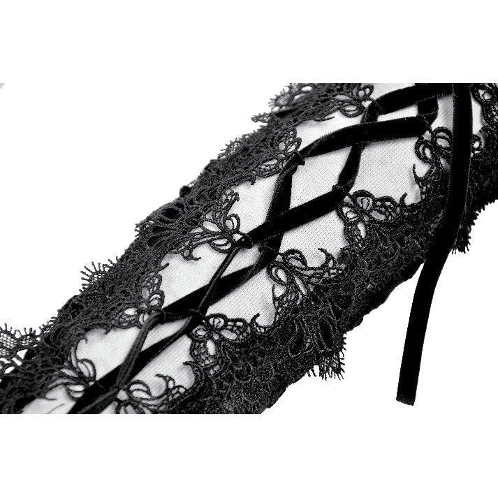 Dark in Love Erzebeth Gothic Arm Warmers – Black Lace-Up Gloves