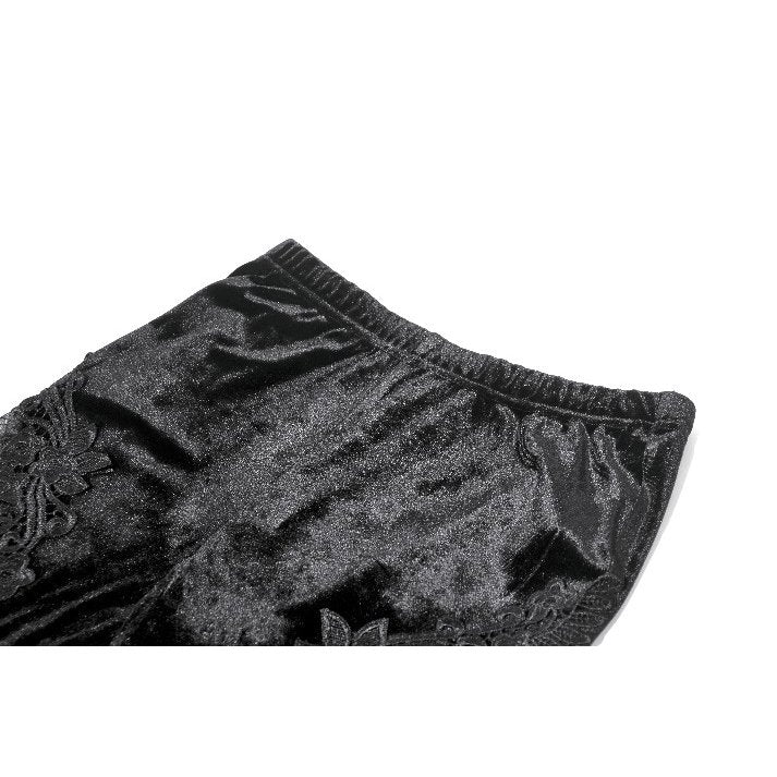 Dark in Love Gothic Velvet Mesh Patchwork Leggings – Slim Fit Trousers