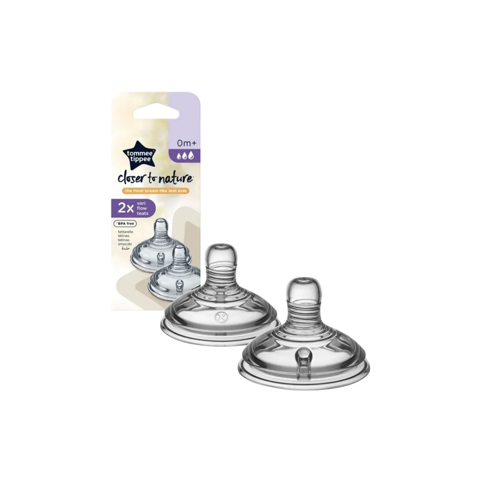 Tommee Tippee Closer to Nature Vari Flow Teat 0+ months Pack of 2