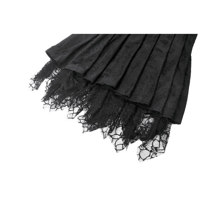 Dark in Love Mortalis Goth Dress – Black Lace-Up Spiderweb Hem