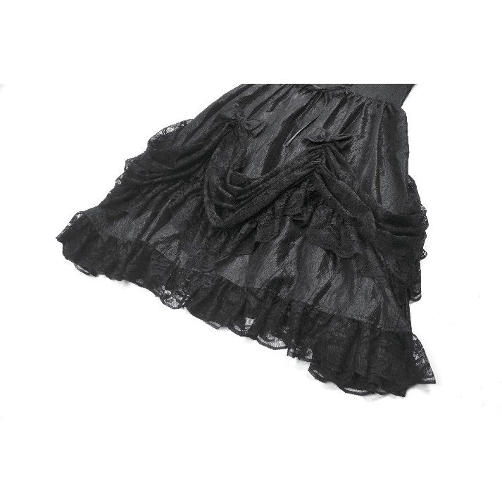 Dark in Love Shadow Lament Black Ruched Lace Gothic Lolita Dress