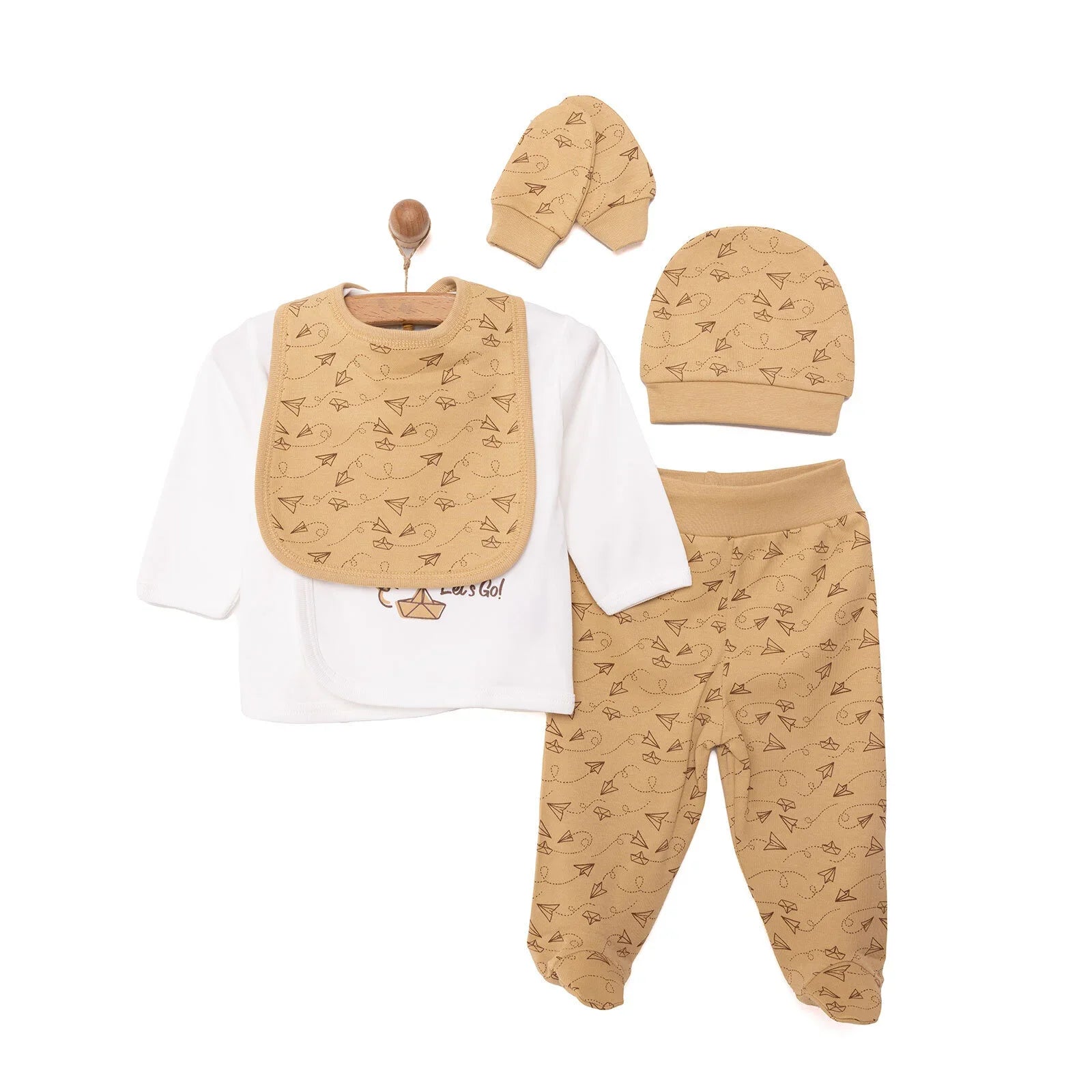 HelloBaby Boy 5 Piece Newborn Set - Beige