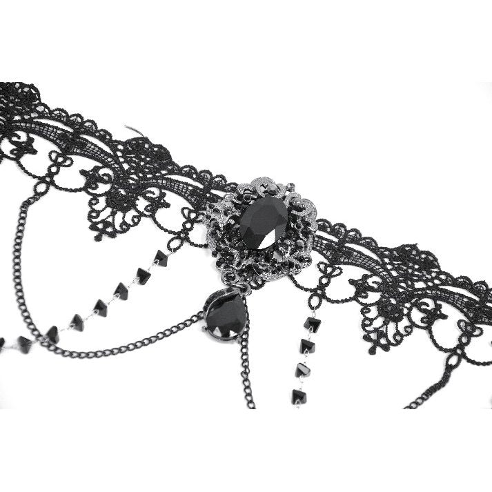 Dark In Love Adelina Gothic Choker – Black Lace & Filigree Necklace