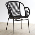 Orsina Lagom Black Natural Rattan Accent Chair with Raised Sides