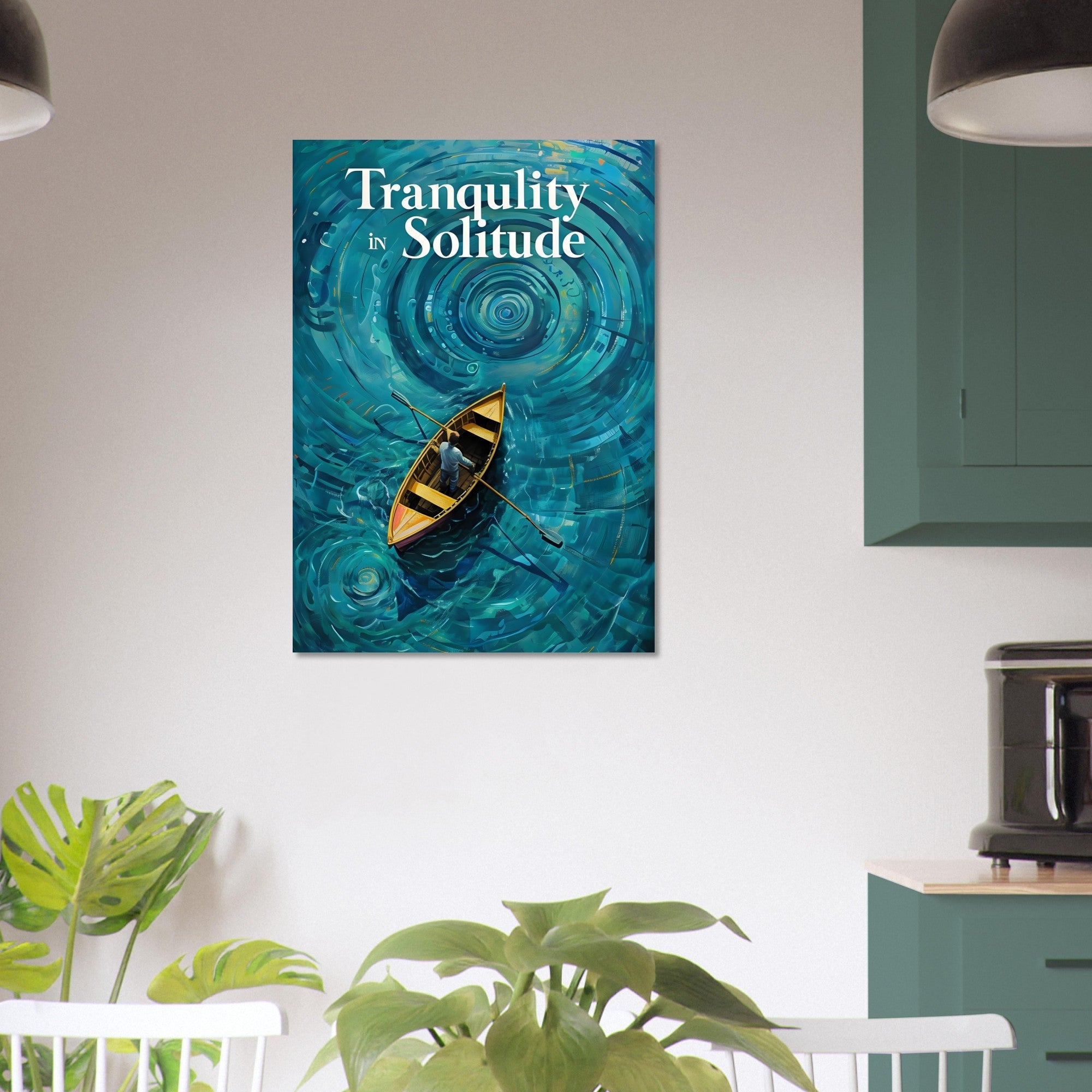 Surreal Boat Poster - Tranquility in Solitude - Stunning Teal Art Print