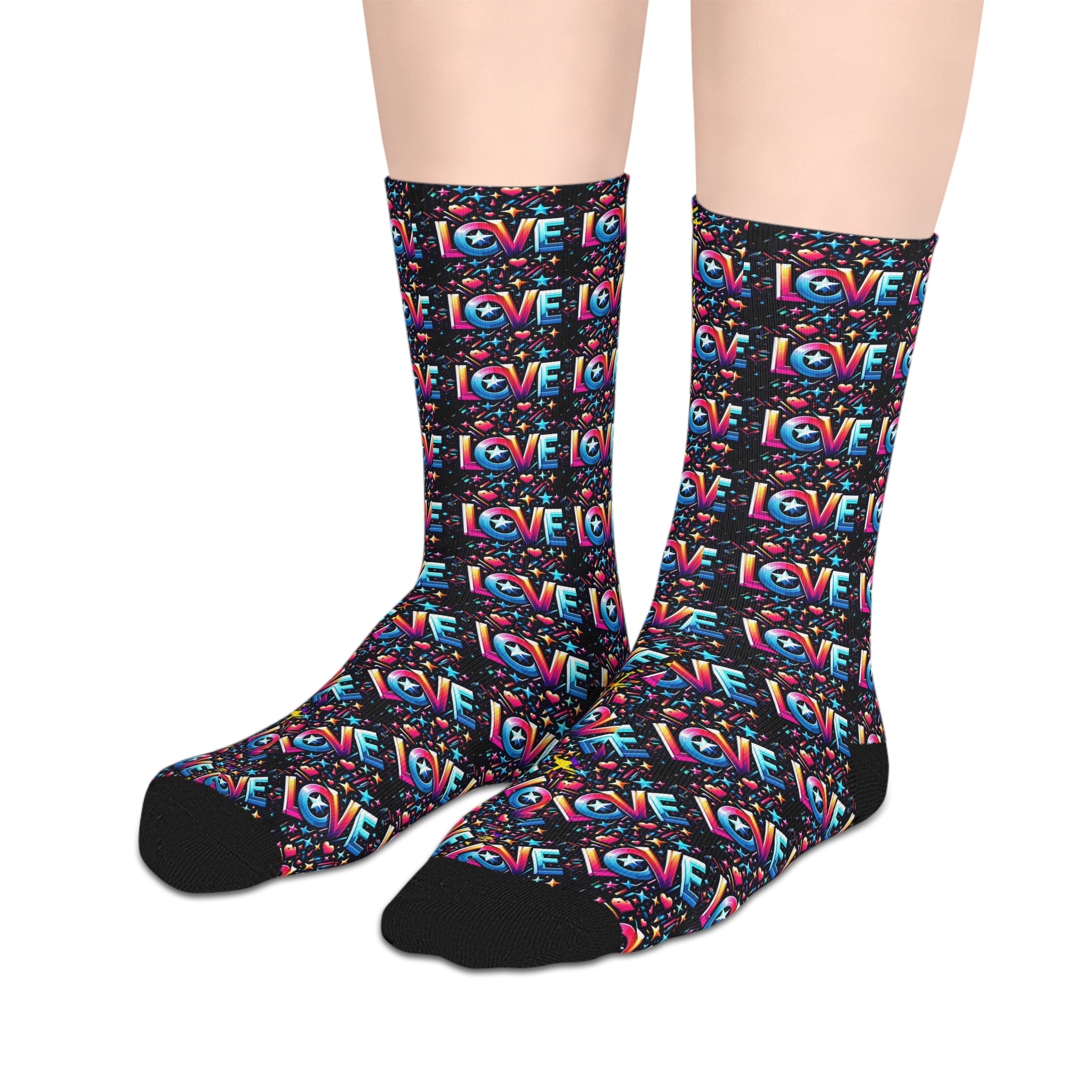 One Love Colorful Love Pattern Mid-Length Socks - Fun & Playful Gift for Any Occasion