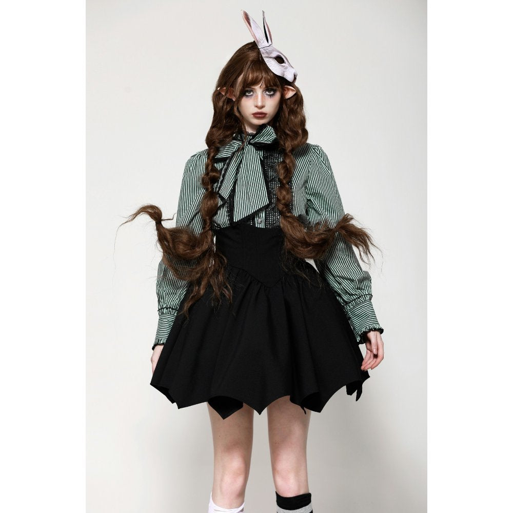 Dark in Love Keziah High Waisted Skirt – Bat Wing Hem Gothic Skirt