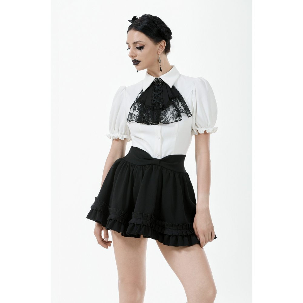 Dark in Love Black Ruffled Mini Skirt – High-Waisted Lolita Style