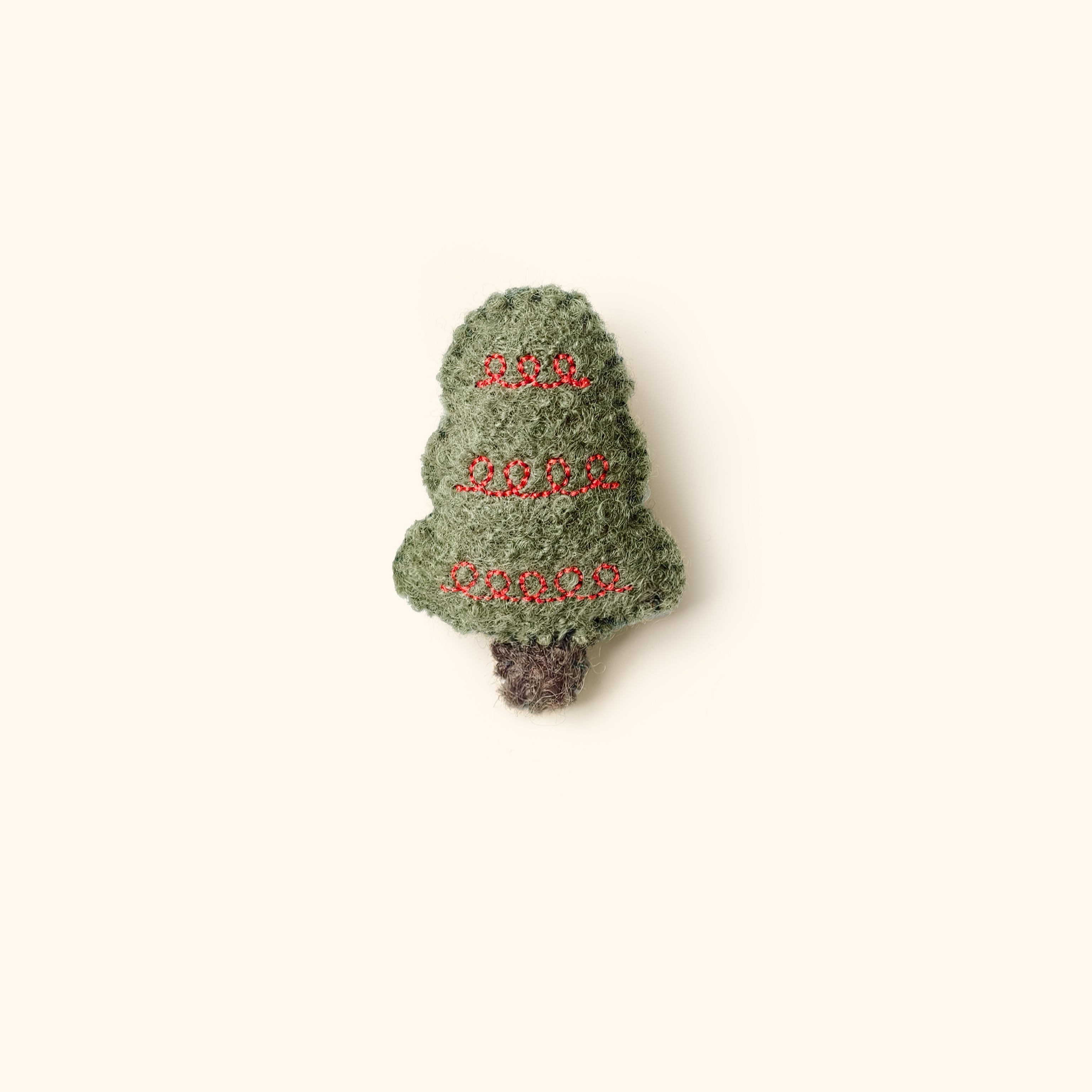 LuLuFun Studio Christmas Tree Wool Brooch – Handmade Kawaii Pin
