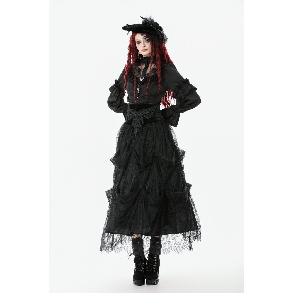 Dark in Love Bellatrix Frill Blouse – Black Victorian Gothic Top