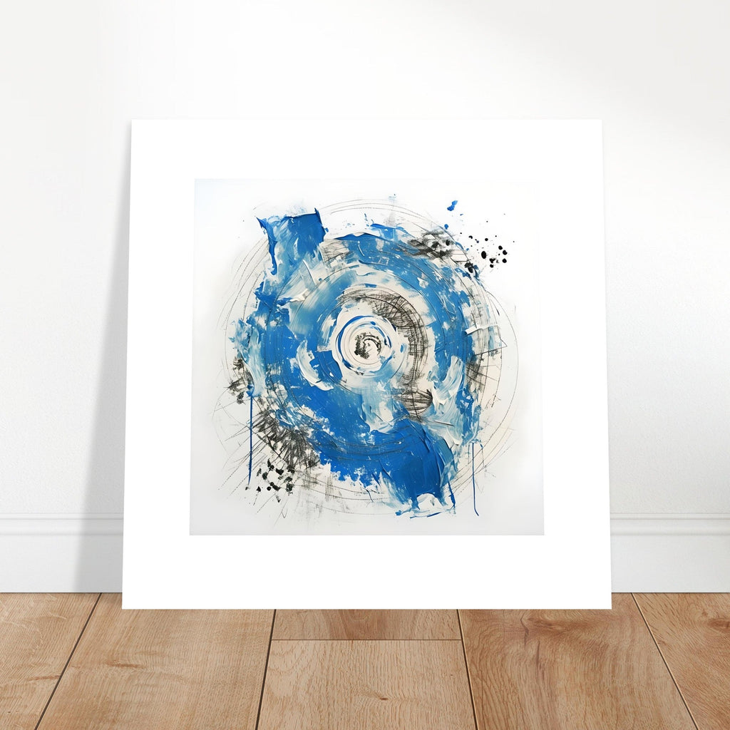 Abstract Blue & White Impasto Art Print – Modern Wall Poster