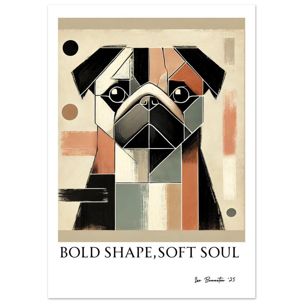 Modern Abstract Pug Poster – Geometric Dog Wall Art | “Bold Shape, Soft Soul”