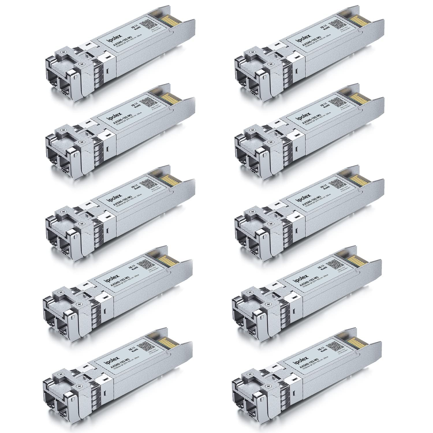 ipolex 10G SFP+ Multimode LC Transceiver 10GBase-SR 300m - 10-Pack
