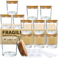 CONNOO 10 oz Clear Glass Candle Jars with Bamboo Lids - 12 Pack
