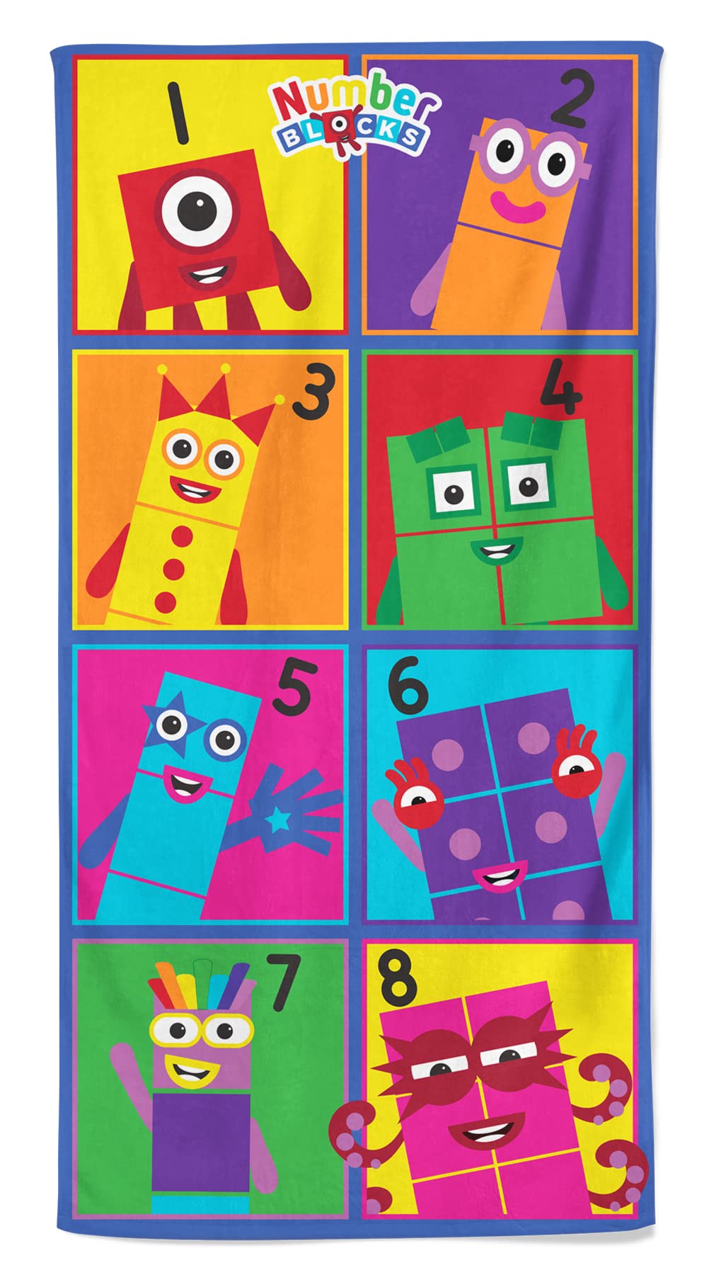 Numberblocks Kids Beach Towel – 100% Cotton Terrycloth – 70x140cm